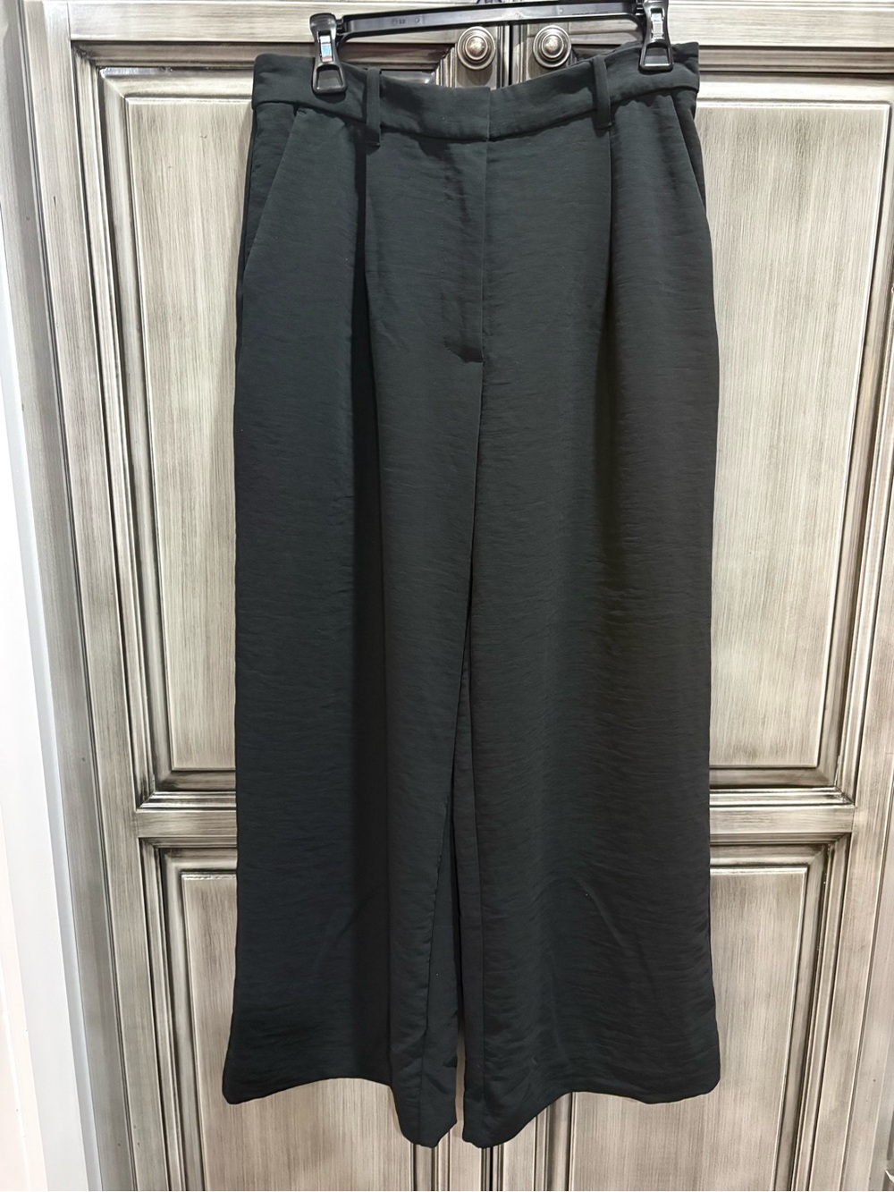 Abercrombie & Fitch Black Wide-Leg High-Rise Trousers